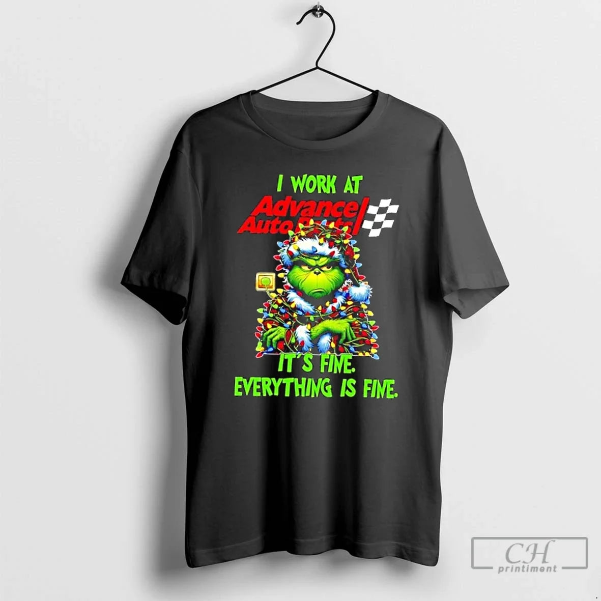 Classic Grinch Tree I Work Advance Auto Parts Fine Everything Is Fine T-Shirts, Hoodie, Sweatshirt - T-Shirt, Sweatshirt, Hoodie
