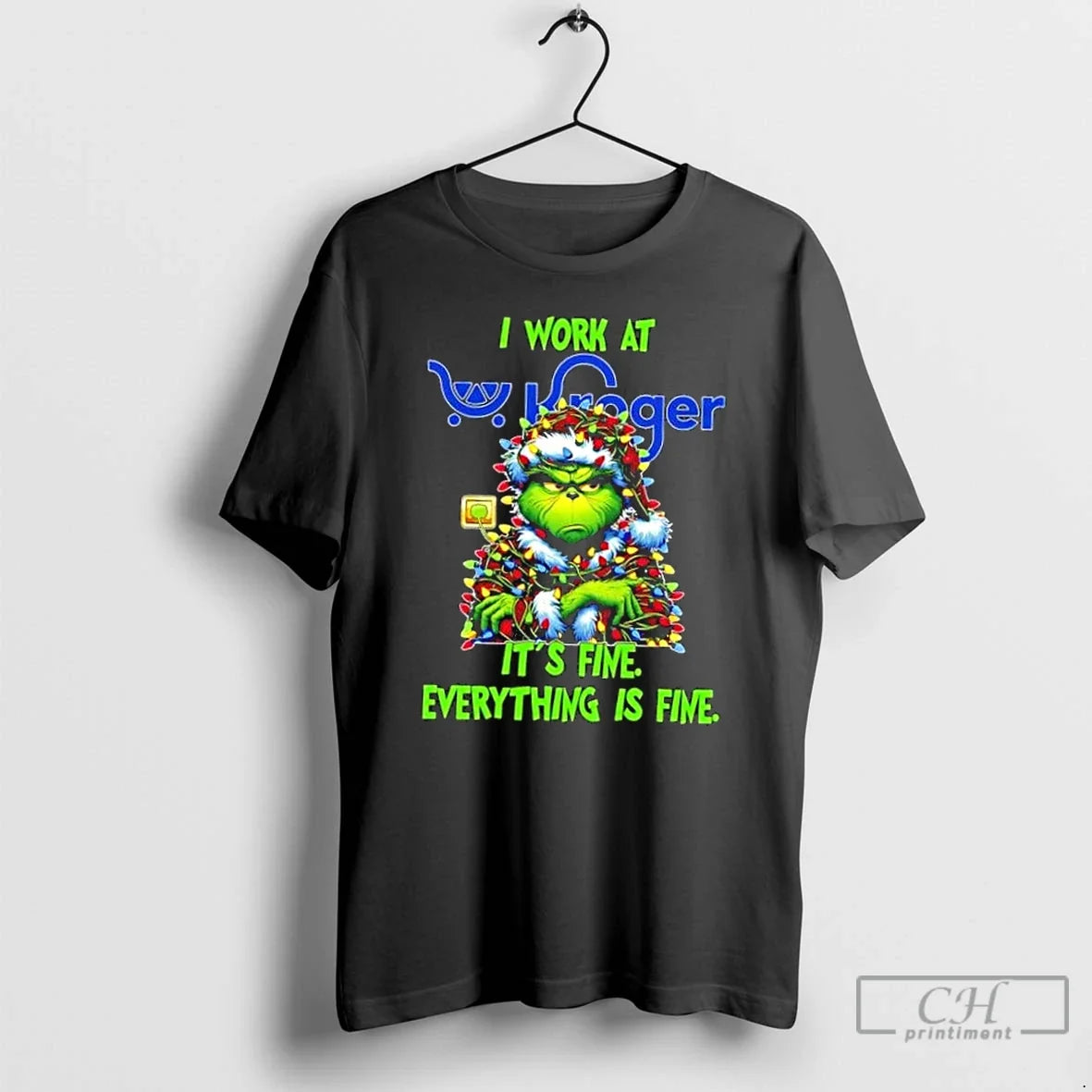Classic Grinch Tree I Work Kroger Fine Everything Is Fine T-Shirts, Hoodie, Sweatshirt - T-Shirt, Sweatshirt, Hoodie