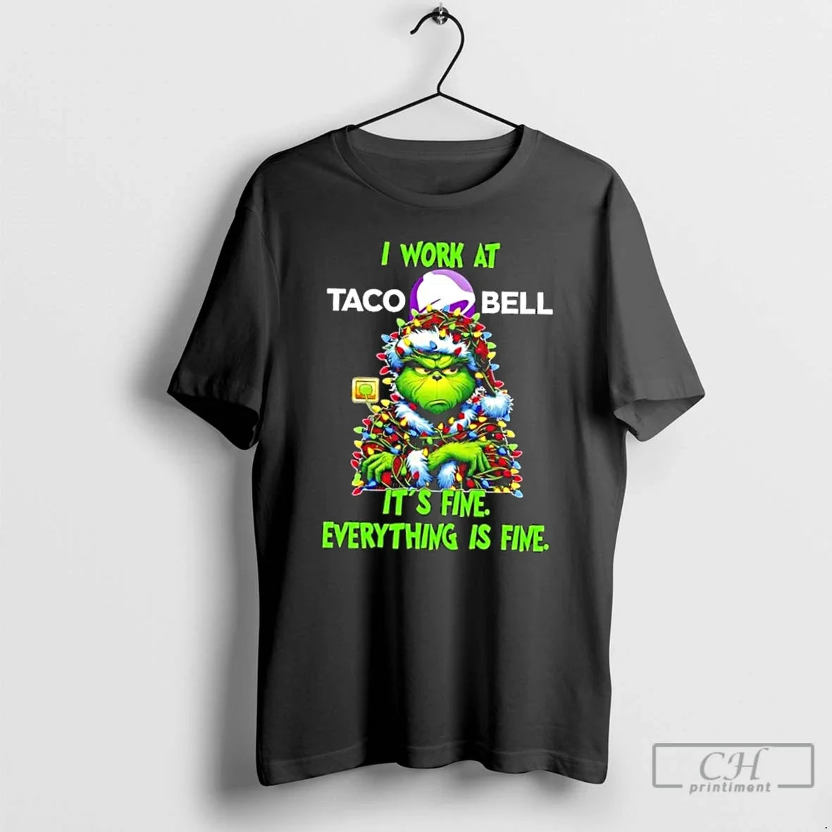 Classic Grinch Tree I Work Taco Bell Fine Everything Is Fine T-Shirts, Hoodie, Sweatshirt - T-Shirt, Sweatshirt, Hoodie