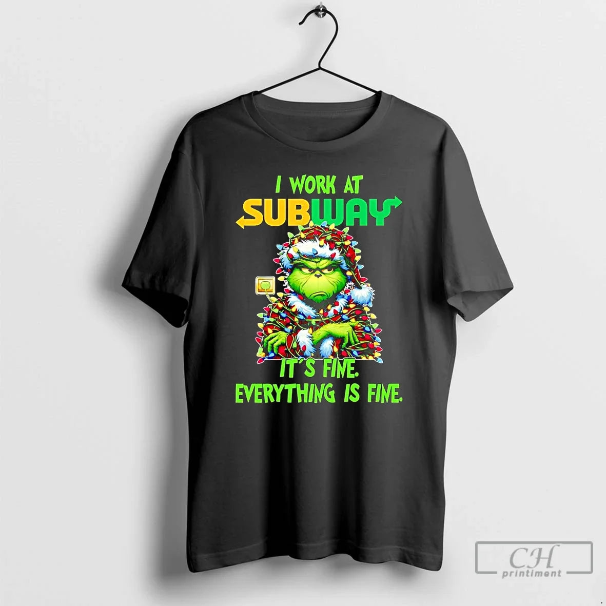 Classic Grinch I Work Subway Fine Everythings Fine T-Shirts, Hoodie, Sweatshirt - T-Shirt, Sweatshirt, Hoodie