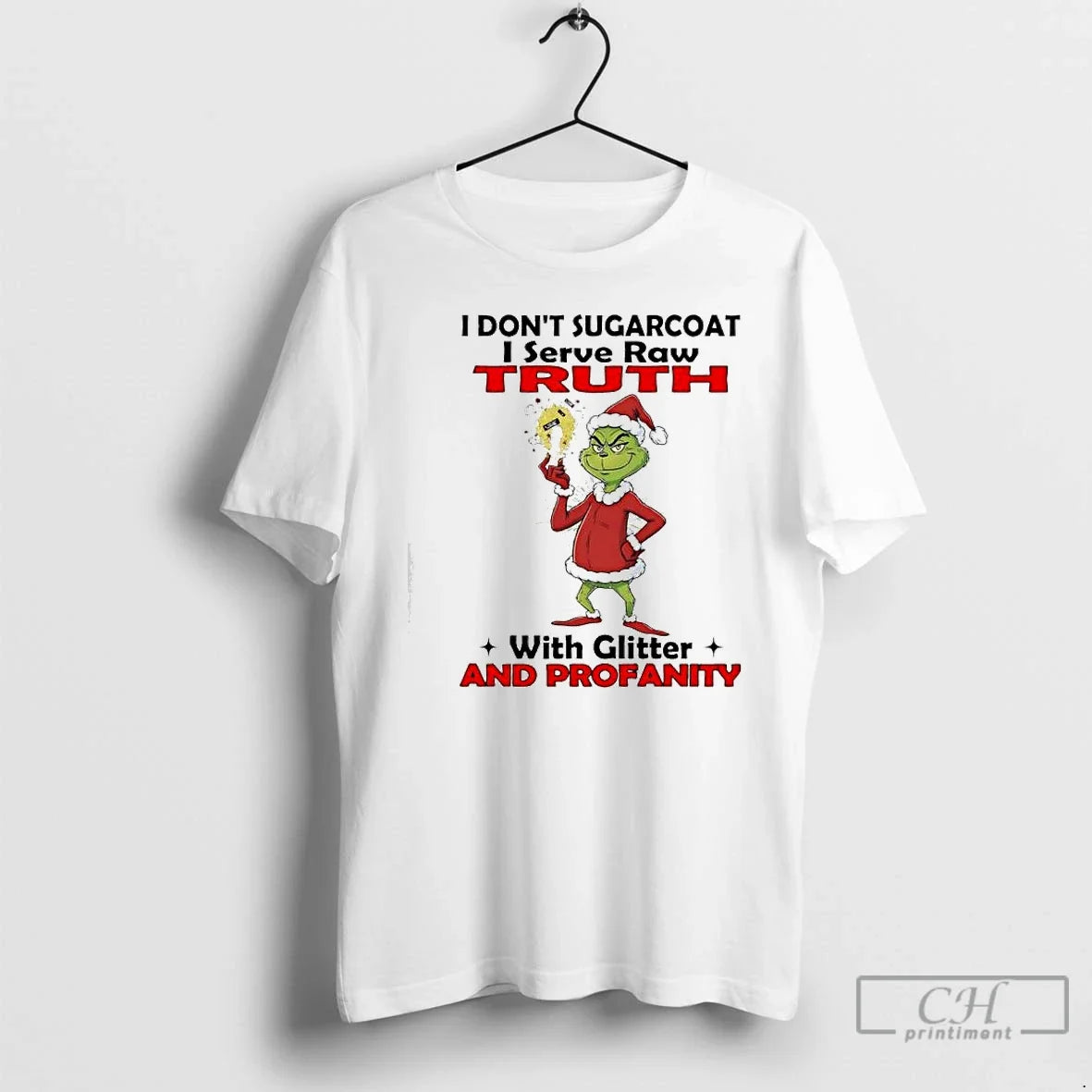 Classic Grinch Santa I Dont Sugarcoat I Serve Raw Truth Glitter Profanity T-Shirts, Hoodie, Sweatshirt - T-Shirt, Sweatshirt, Hoodie
