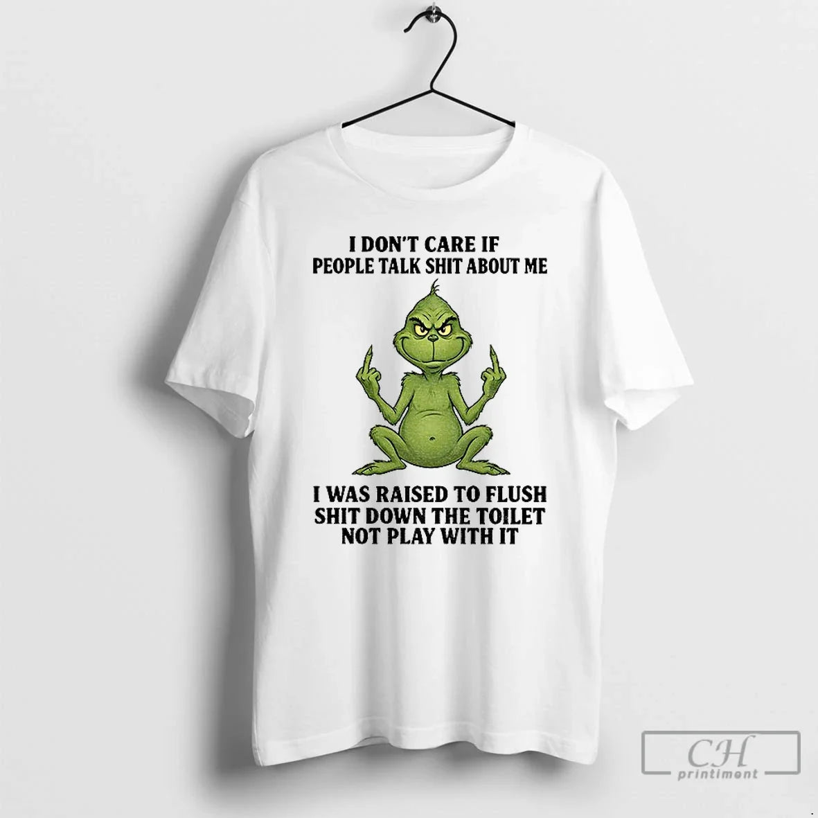 Classic Grinch Santa Middle Finger I Dont Care If People Talk Shit About Me T-Shirts, Hoodie, Sweatshirt - T-Shirt, Sweatshirt, Hoodie