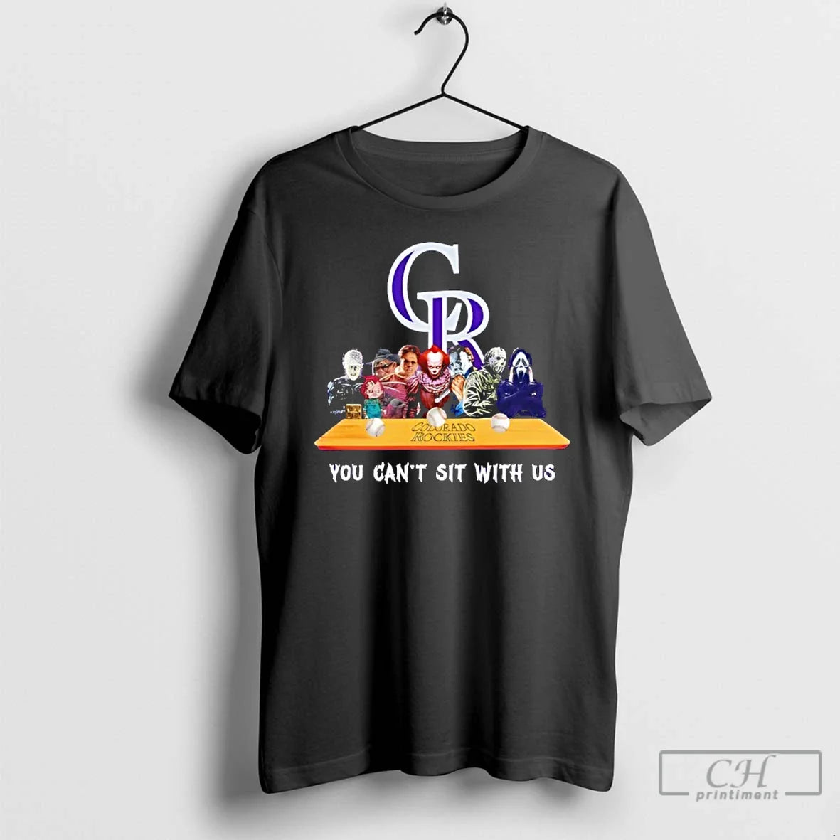 Classic Horror Movie Characters You Cant Sit Us Colorado Rockies Halloween T-Shirts, Hoodie, Sweatshirt - T-Shirt, Sweatshirt, Hoodie