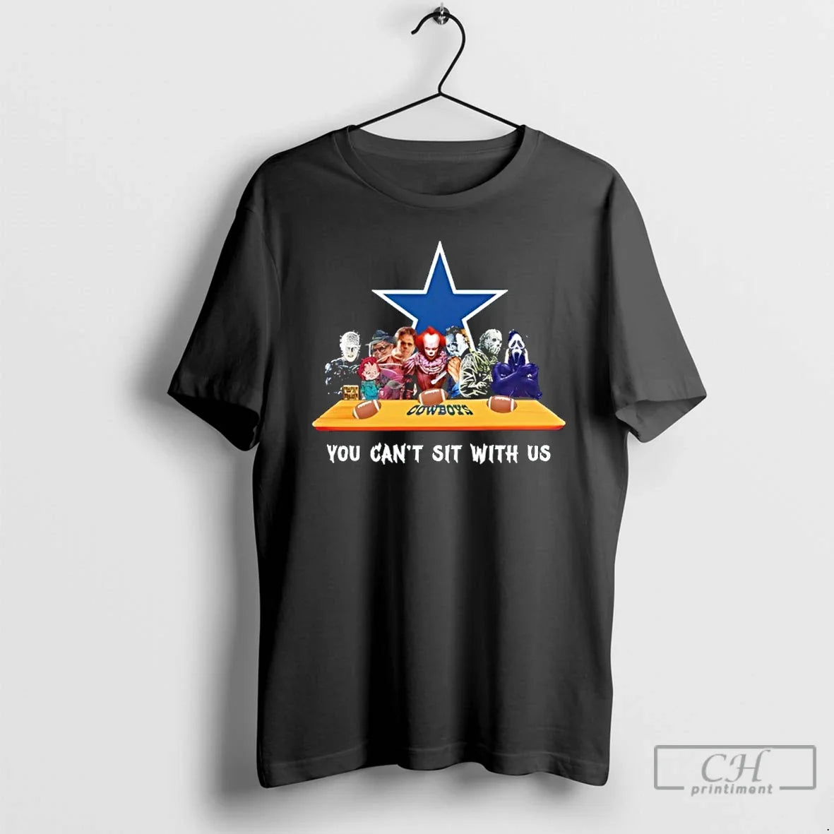 Classic Horror Movie Characters You Cant Sit Us Dallas Cowboys Halloween T-Shirts, Hoodie, Sweatshirt - T-Shirt, Sweatshirt, Hoodie