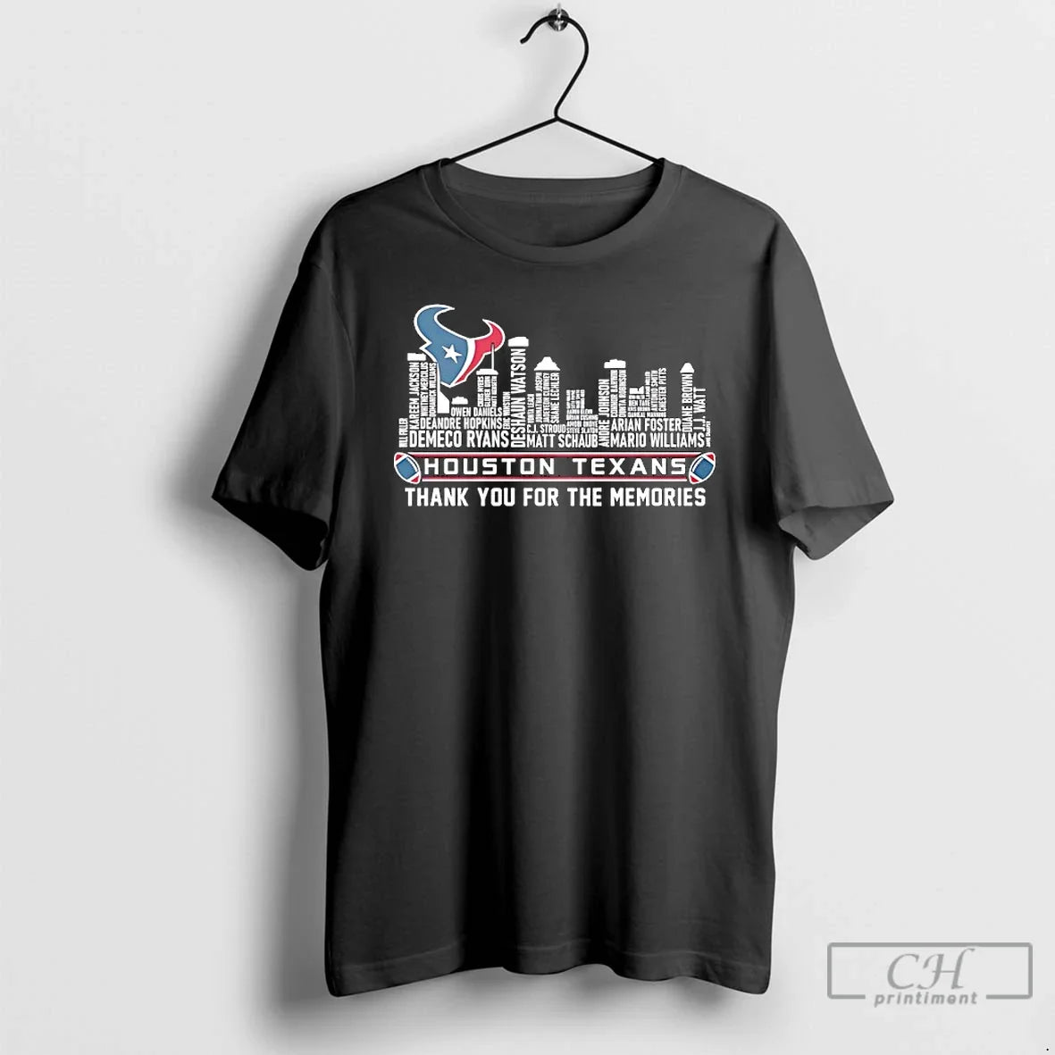 Classic Houston Texans Football Thank You Memories Name Players Shape Skyline City T-Shirts, Hoodie, Sweatshirt - T-Shirt, Sweatshirt, Hoodie