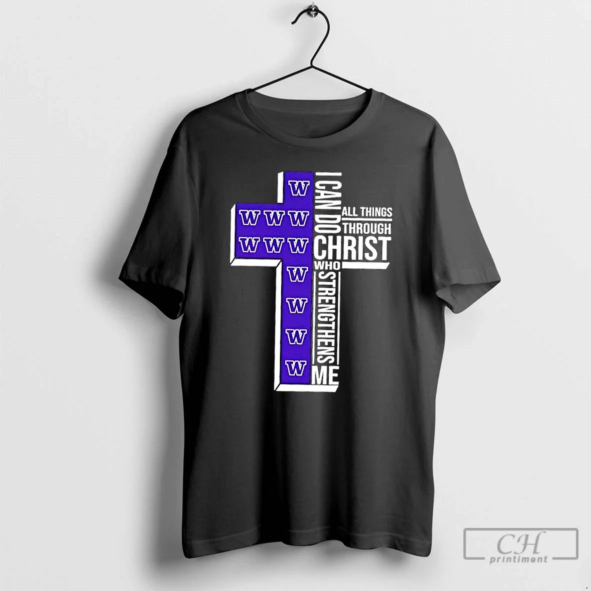 Classic I Can Do All Things Through Christ Who Strengthens Me Washington Huskies Football Cross T-Shirts, Hoodie, Sweatshirt - T-Shirt, Sweatshirt, Hoodie