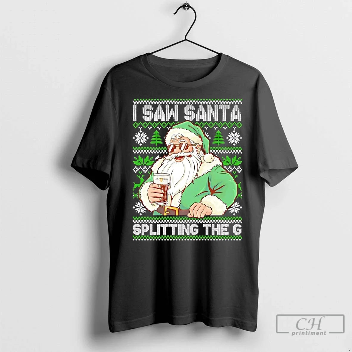 Classic I Saw Santa Splitting G Guinness Ugly T-Shirts, Hoodie, Sweatshirt - T-Shirt, Sweatshirt, Hoodie