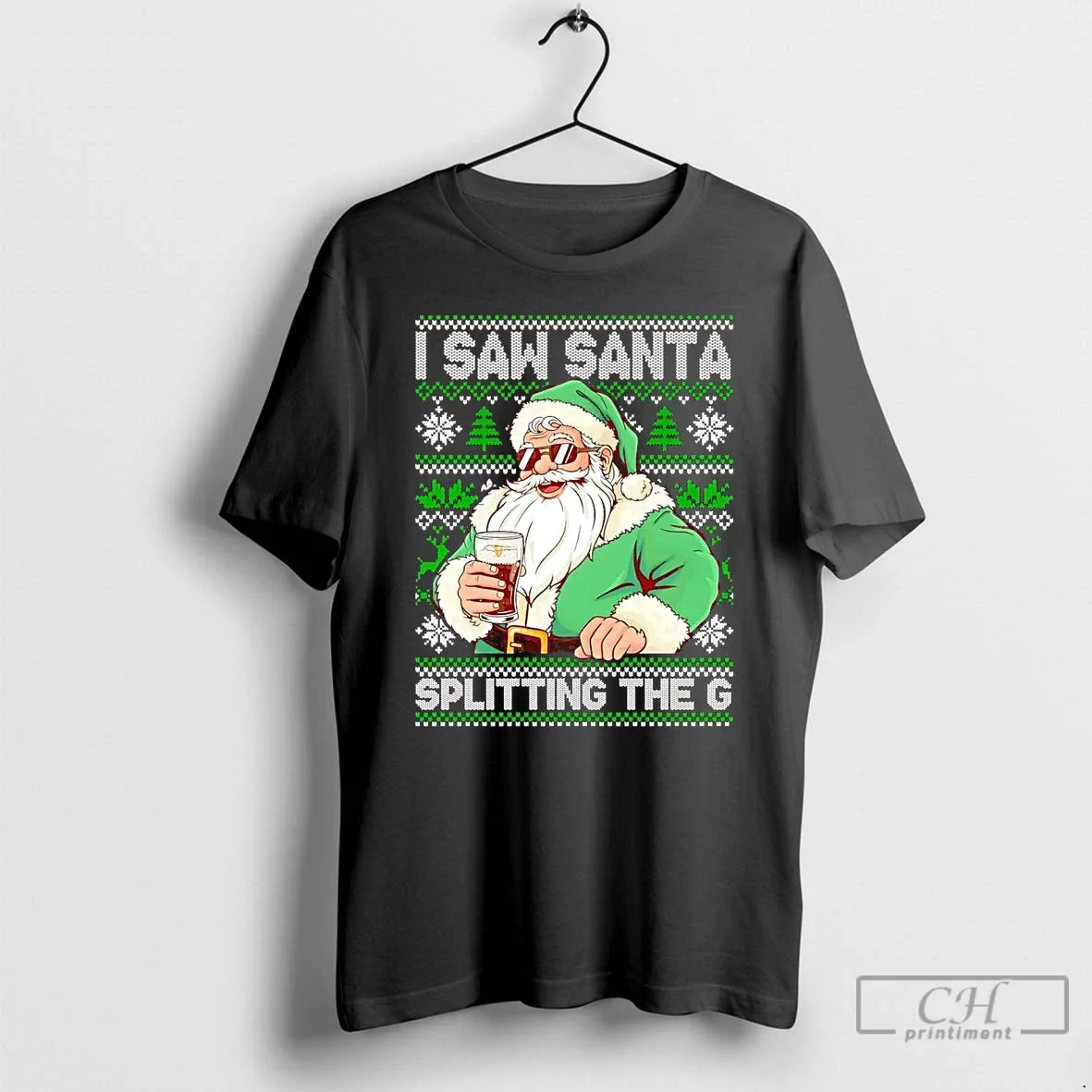 Classic I Saw Santa Splitting G Guinness Beer T-Shirts, Hoodie, Sweatshirt - T-Shirt, Sweatshirt, Hoodie
