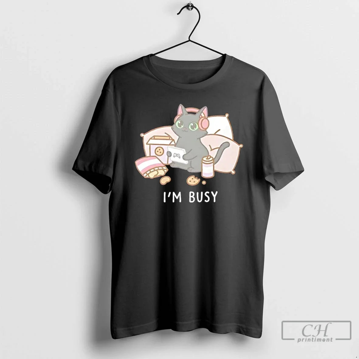 Classic Im Busy Gamer Cat Cute Black Kitty T-Shirts, Hoodie, Sweatshirt - T-Shirt, Sweatshirt, Hoodie