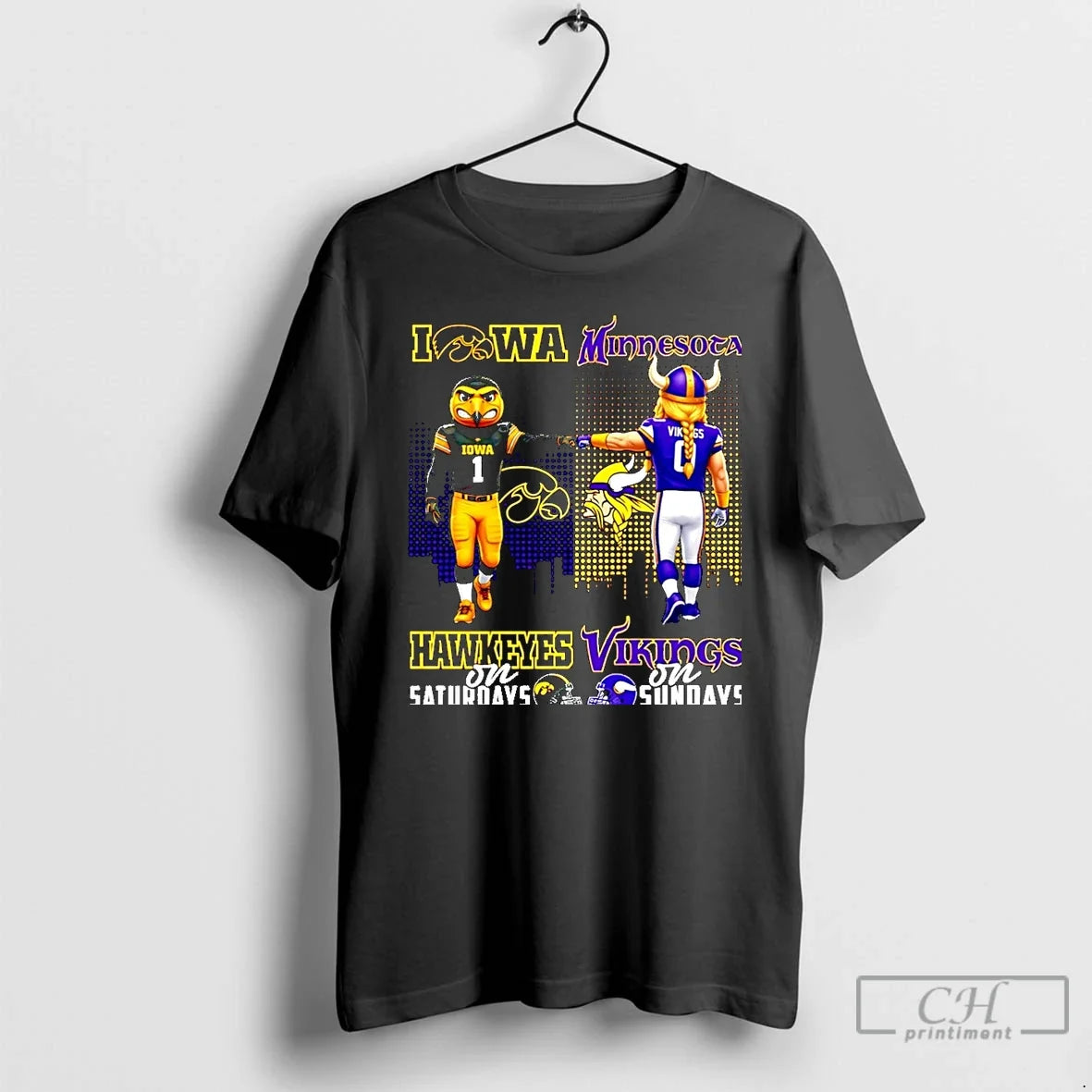 Classic Iowa Hawkeyes Saturdays Vs Minnesota Vikings Sundays Mascot Skyline T-Shirts, Hoodie, Sweatshirt - T-Shirt, Sweatshirt, Hoodie