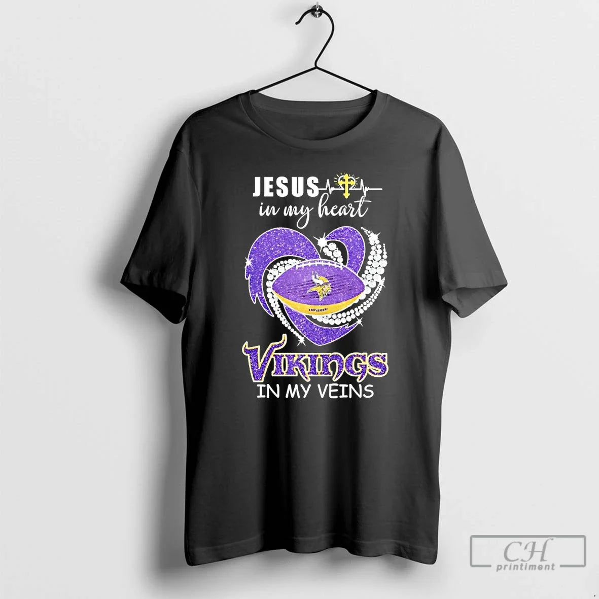Classic Jesus My Heart Minnesota Vikings My Veins T-Shirts, Hoodie, Sweatshirt - T-Shirt, Sweatshirt, Hoodie