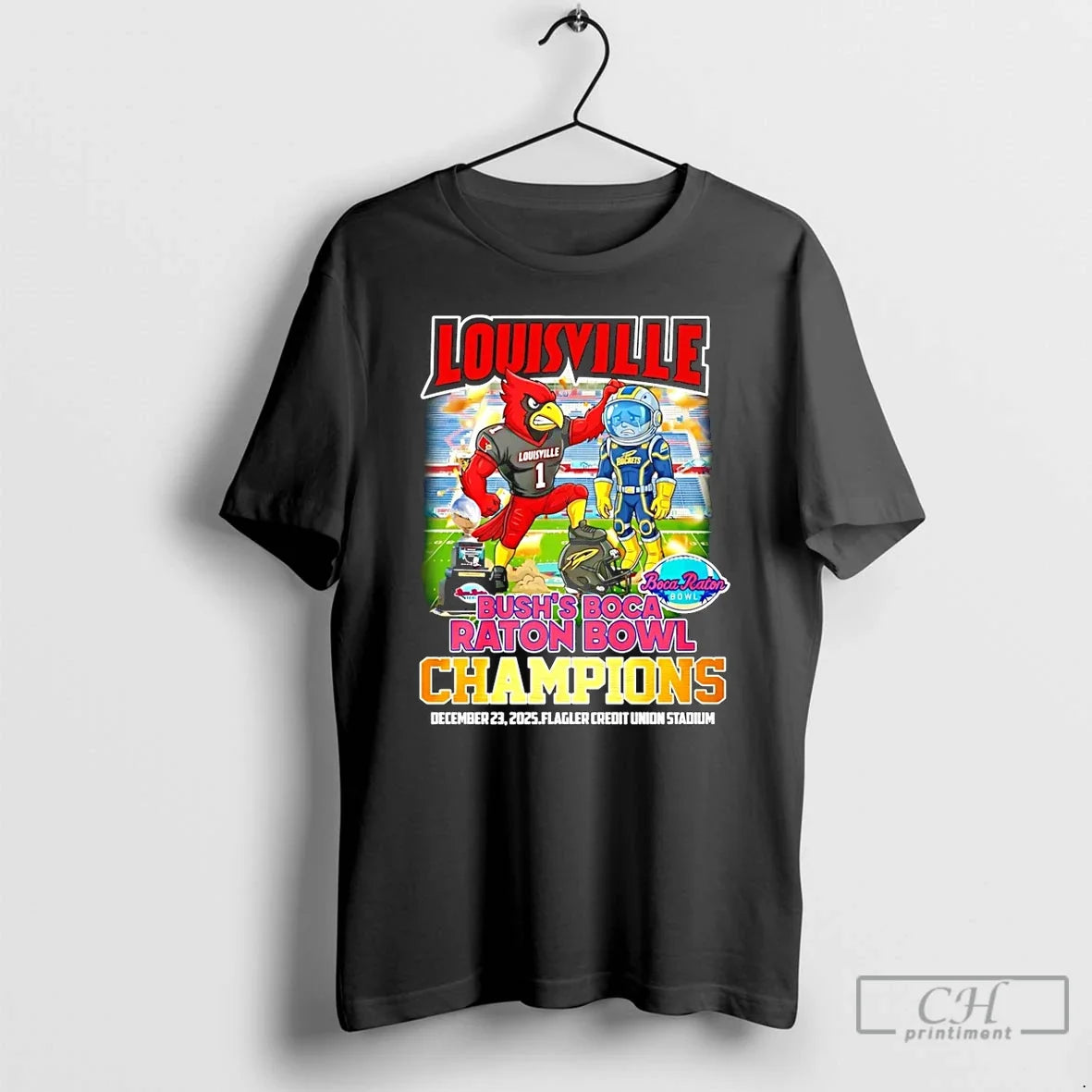 Classic Louisville Cardinals 2025 Bushs Boca Raton Bowl Beans Champions Mascot T-Shirts, Hoodie, Sweatshirt - T-Shirt, Sweatshirt, Hoodie