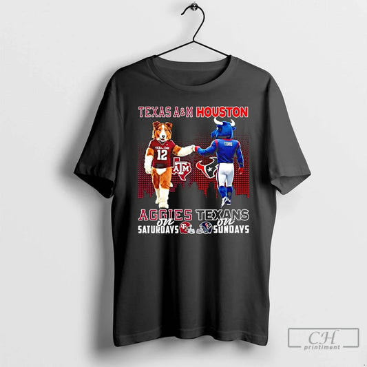 Classic Mascot Texas Am Aggies Saturdays Houston Texans Sundays T-Shirts, Hoodie, Sweatshirt - T-Shirt, Sweatshirt, Hoodie