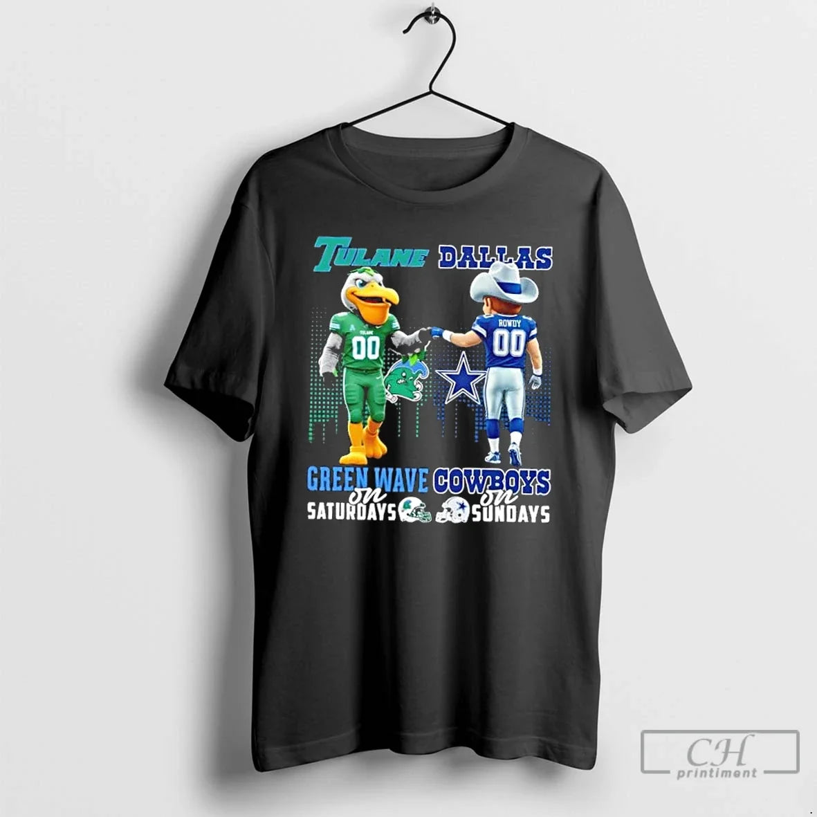 Classic Mascots Tulane Green Wave Saturdays X Dallas Cowboys Sundays Skyline T-Shirts, Hoodie, Sweatshirt - T-Shirt, Sweatshirt, Hoodie