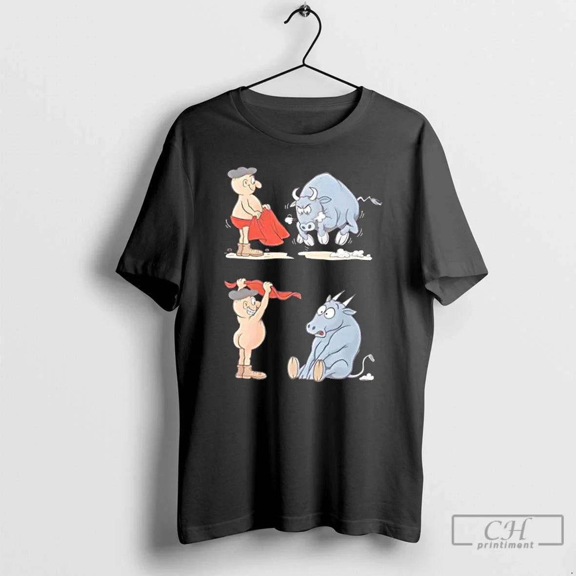 Classic Matador Bullfighter Naked Gag Cartoon T-Shirts, Hoodie, Sweatshirt - T-Shirt, Sweatshirt, Hoodie