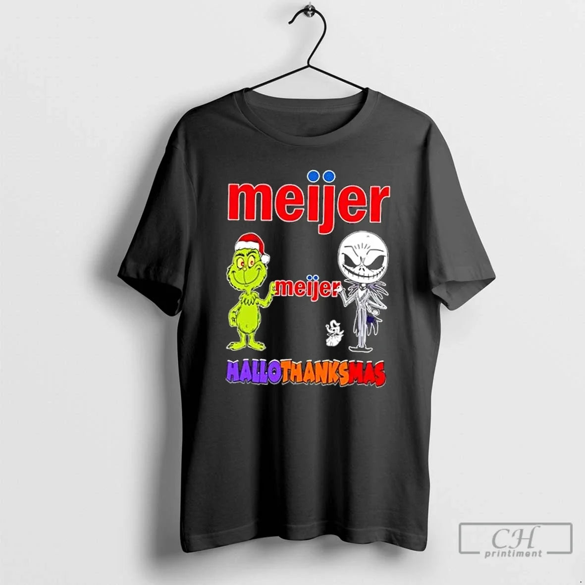 Classic Meijer X Grinch Jack Skellington Friends Fist Bump Happy Hallothanksmas T-Shirts, Hoodie, Sweatshirt - T-Shirt, Sweatshirt, Hoodie