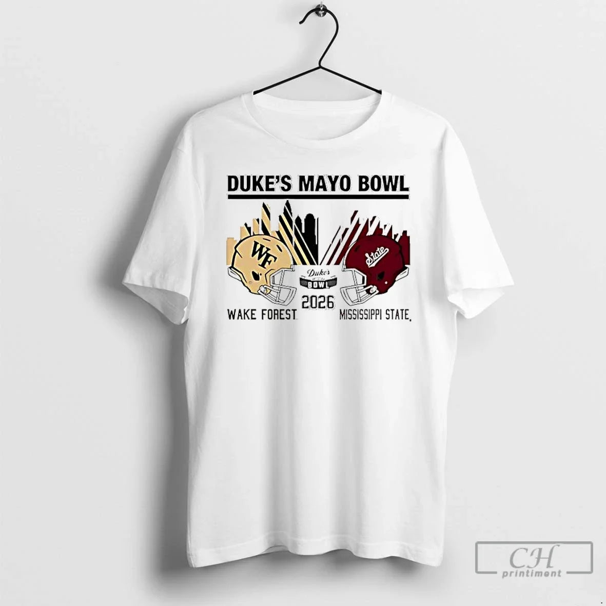 Classic Mississippi State Vs Wake Forest 2026 Dukes Mayo Bowl Match Up Skyline T-Shirts, Hoodie, Sweatshirt - T-Shirt, Sweatshirt, Hoodie