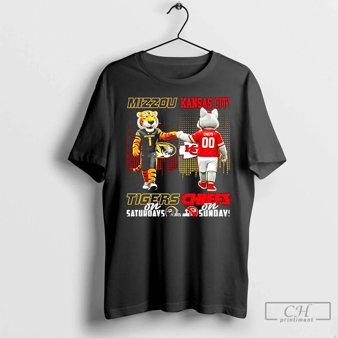 Classic Missouri Tigers Saturdays Vs Kansas City Chiefs Sundays Mascot Skyline T-Shirts, Hoodie, Sweatshirt - T-Shirt, Sweatshirt, Hoodie