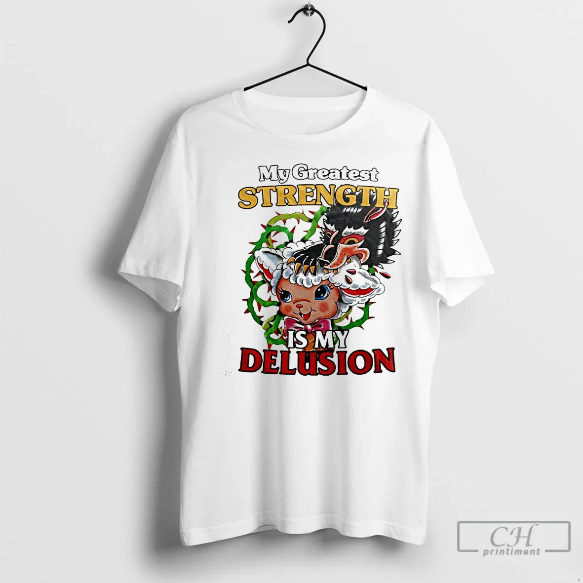 Classic My Greatest Strength Is My Delusion Wolf Sheep T-Shirts, Hoodie, Sweatshirt - T-Shirt, Sweatshirt, Hoodie