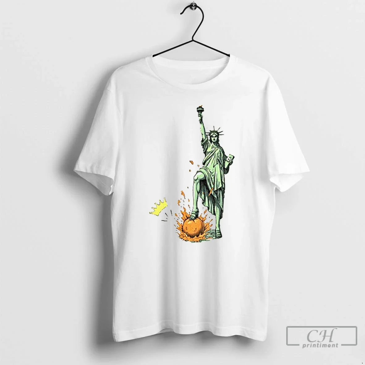 Classic No Kings America Statue Liberty Over Orange Anti Trump Vintage T-Shirts, Hoodie, Sweatshirt - T-Shirt, Sweatshirt, Hoodie
