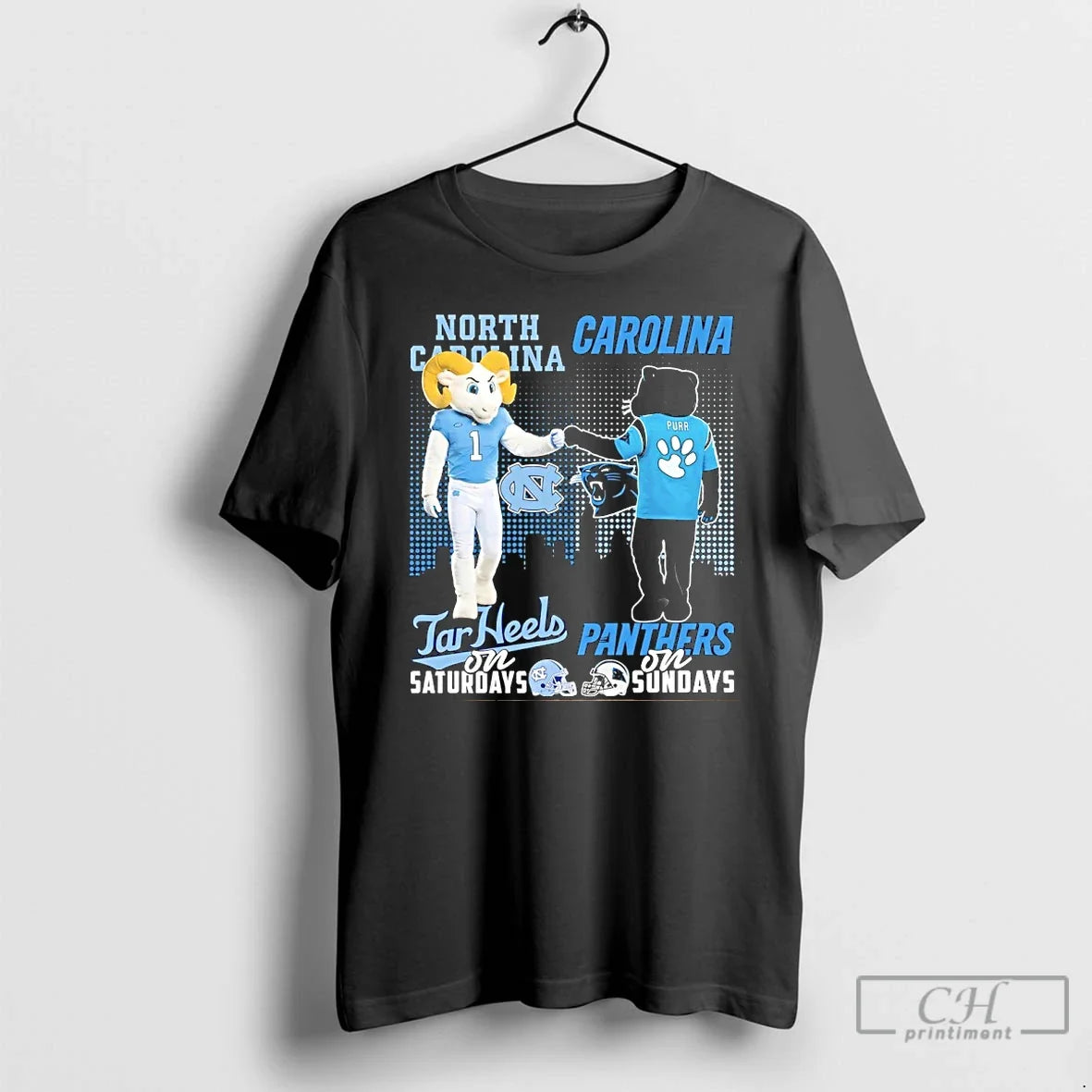 Classic North Carolina Tar Heels Saturday Carolina Panthers Sundays Skyline Mascot T-Shirts, Hoodie, Sweatshirt - T-Shirt, Sweatshirt, Hoodie