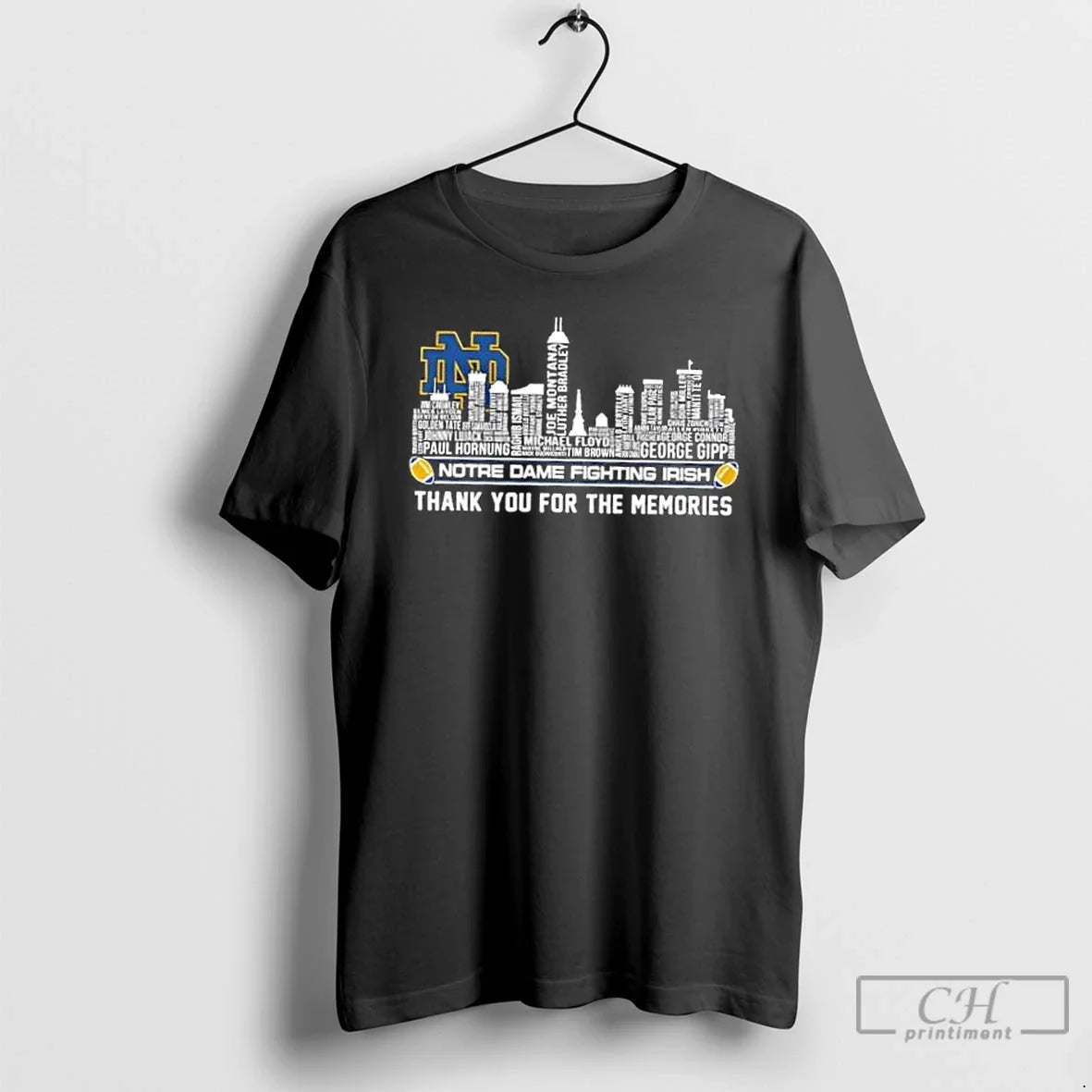 Classic Notre Dame Fighting Irish Names City Thank You Memories Skyline T-Shirts, Hoodie, Sweatshirt - T-Shirt, Sweatshirt, Hoodie