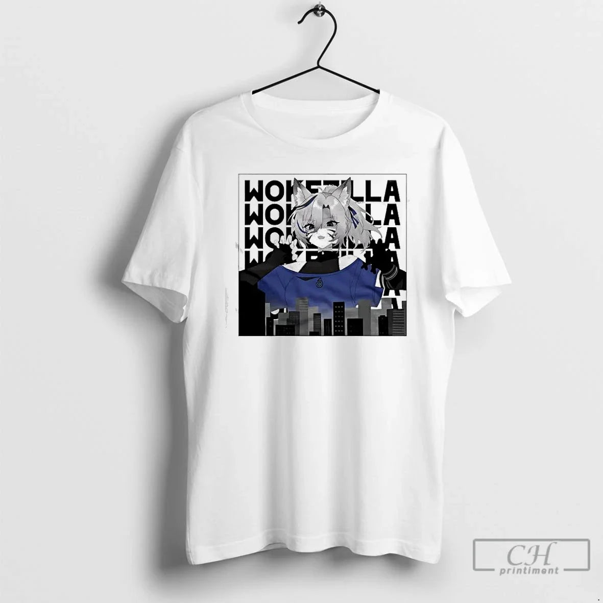 Classic Nyaras Vtuber Towering Over City Skyline Wokezilla T-Shirts, Hoodie, Sweatshirt - T-Shirt, Sweatshirt, Hoodie