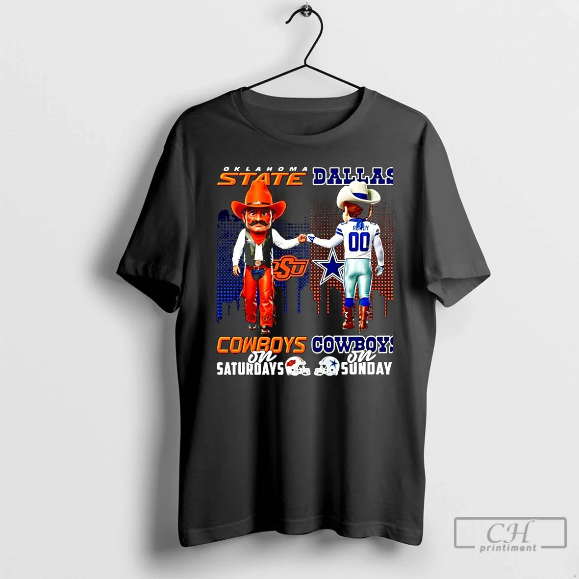 Classic Oklahoma State Cowboys Saturdays Vs Dallas Cowboys Sundays Mascot Skyline T-Shirts, Hoodie, Sweatshirt - T-Shirt, Sweatshirt, Hoodie