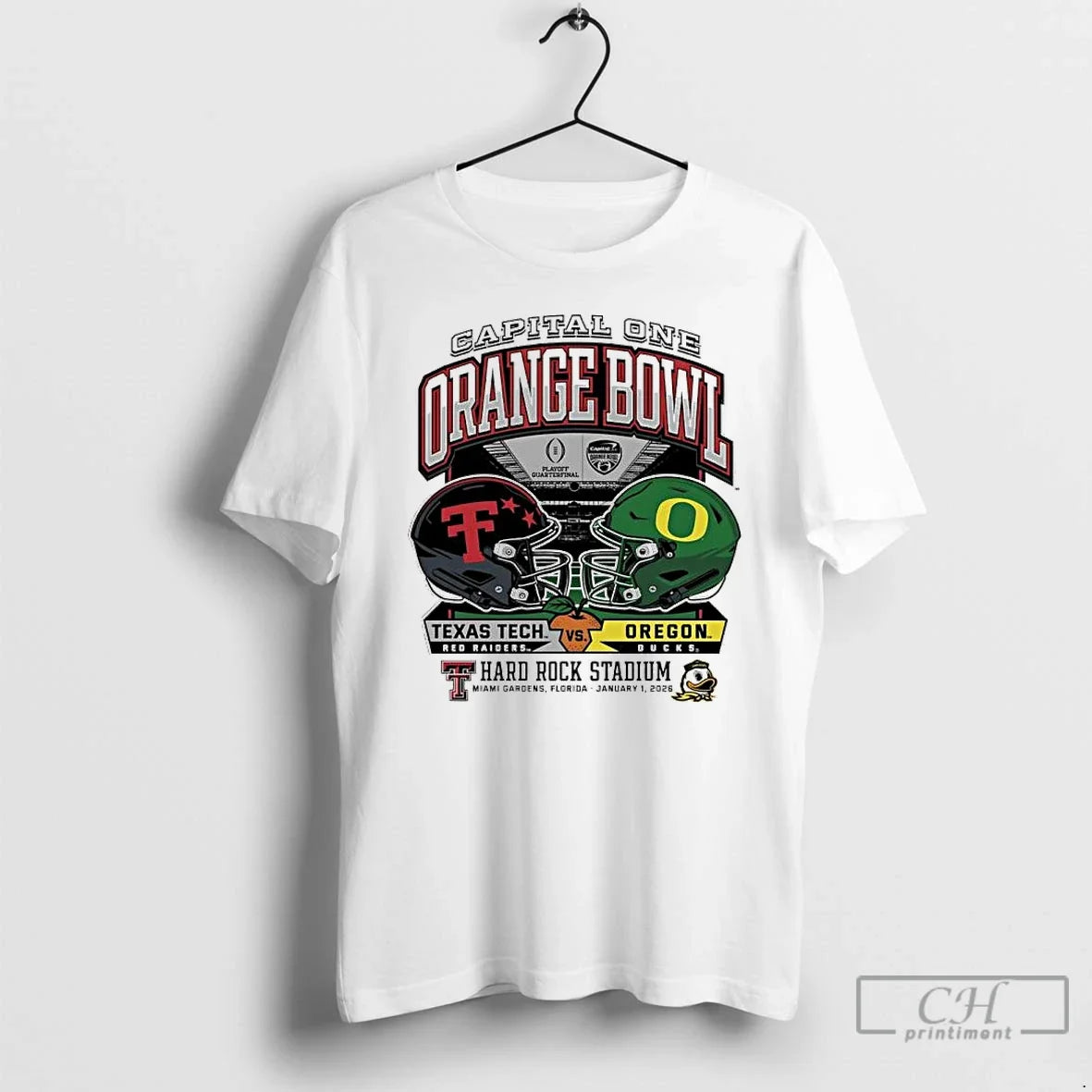 Classic Oregon Vs Texas Tech 2025 Orange Bowl Hard Rock Stadium Helmet T-Shirts, Hoodie, Sweatshirt - T-Shirt, Sweatshirt, Hoodie