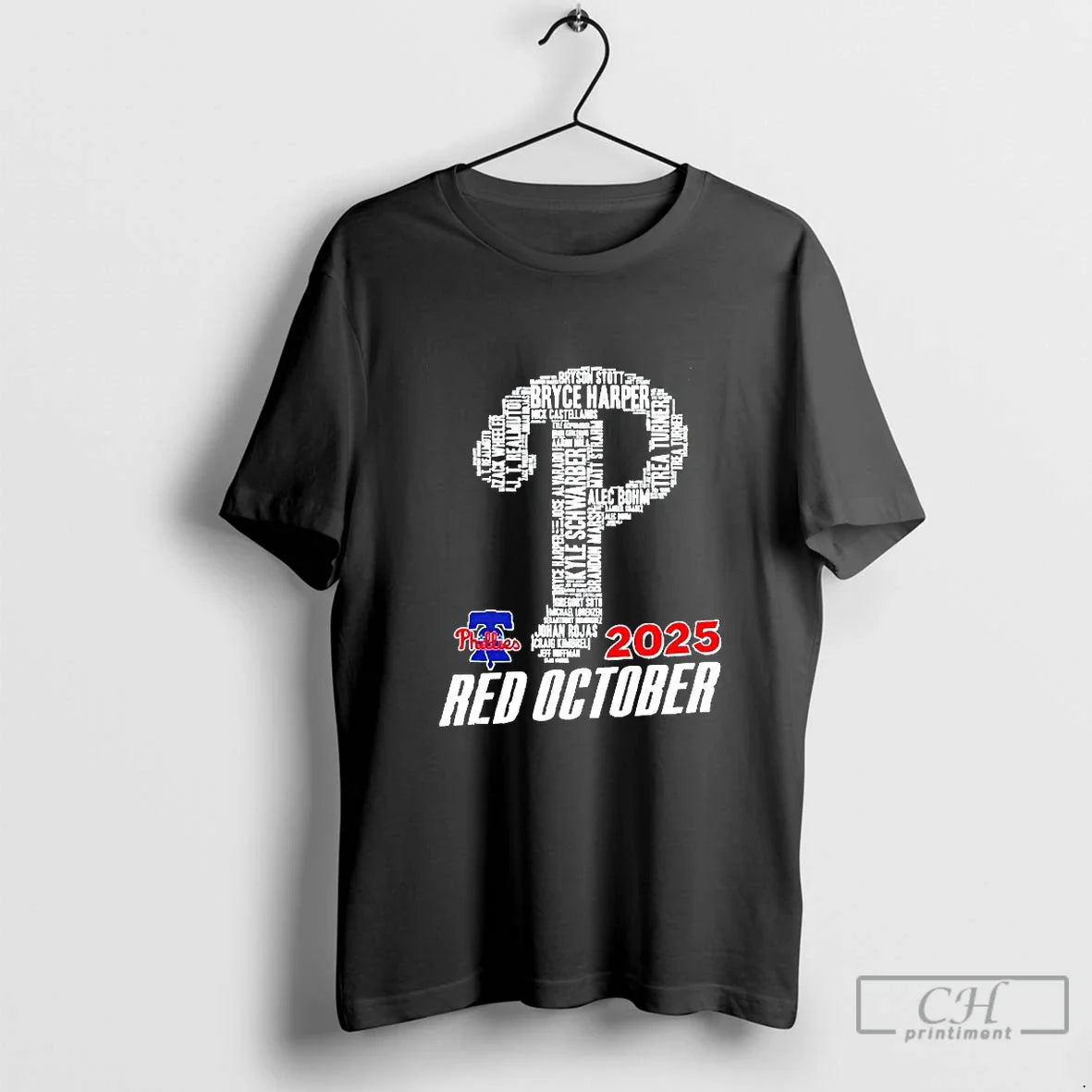 Classic Philadelphia Phillies 2025 Red October Player Names Logo Blackshirt T-Shirts, Hoodie, Sweatshirt - T-Shirt, Sweatshirt, Hoodie