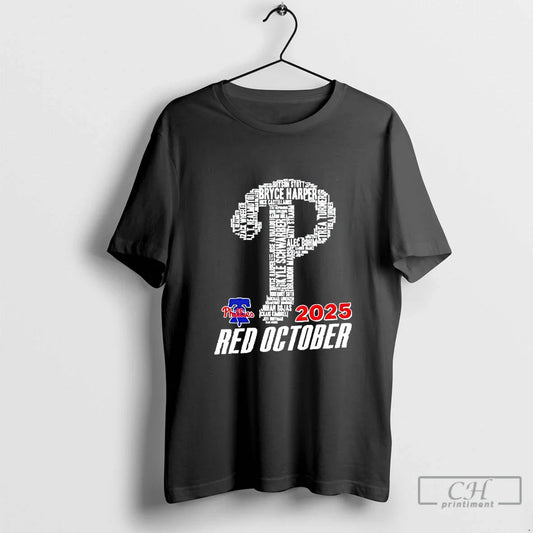 Classic Philadelphia Phillies 2025 Red October Player Names Logo Blackshirt T-Shirts, Hoodie, Sweatshirt - T-Shirt, Sweatshirt, Hoodie