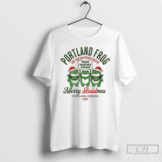 Classic Portland Frog Merry Resistmas 2025 Frog Together Strong T-Shirts, Hoodie, Sweatshirt - T-Shirt, Sweatshirt, Hoodie