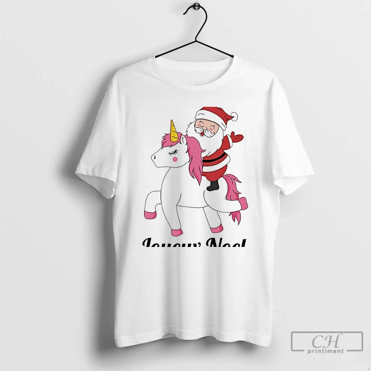 Classic Santa Riding Unicorn Joyeux Noel White T-Shirts, Hoodie, Sweatshirt - T-Shirt, Sweatshirt, Hoodie
