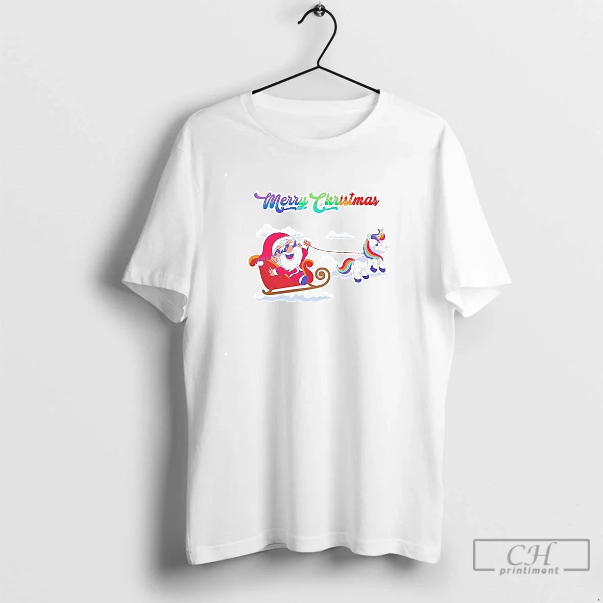 Classic Santa Sleigh Rainbow Unicorn Merry T-Shirts, Hoodie, Sweatshirt - T-Shirt, Sweatshirt, Hoodie