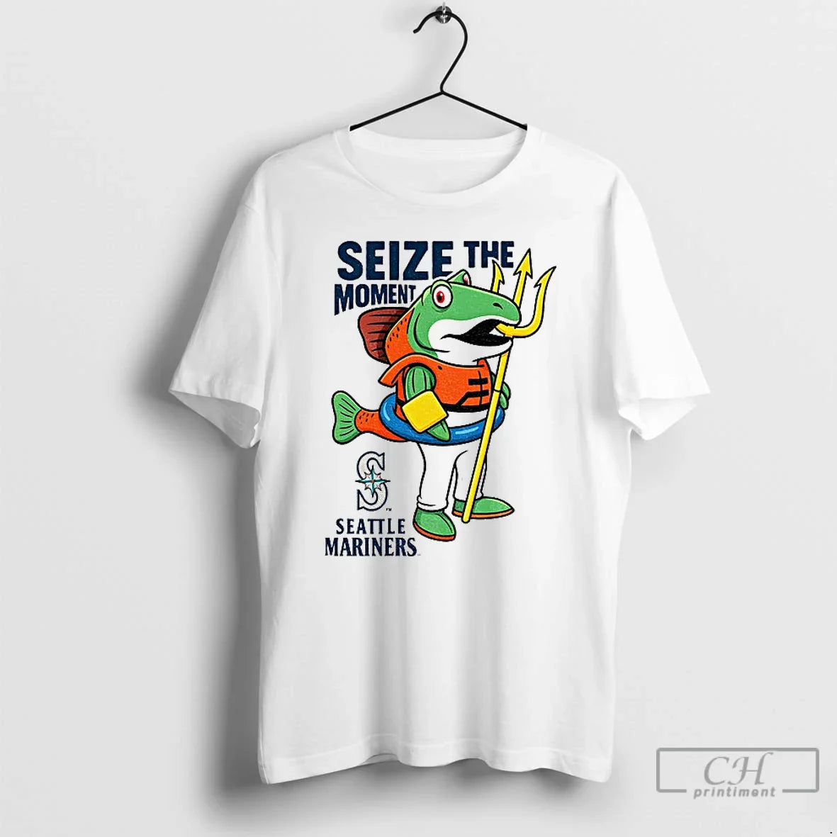 Classic Seattle Mariners Humpy Salmon Holding Trident Seize Moment Mlb T-Shirts, Hoodie, Sweatshirt - T-Shirt, Sweatshirt, Hoodie