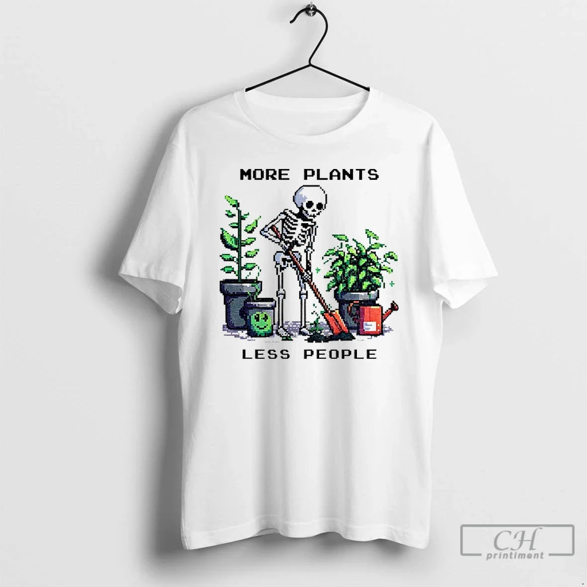 Classic Skeleton Planting Trees More Plants Less People T-Shirts, Hoodie, Sweatshirt - T-Shirt, Sweatshirt, Hoodie