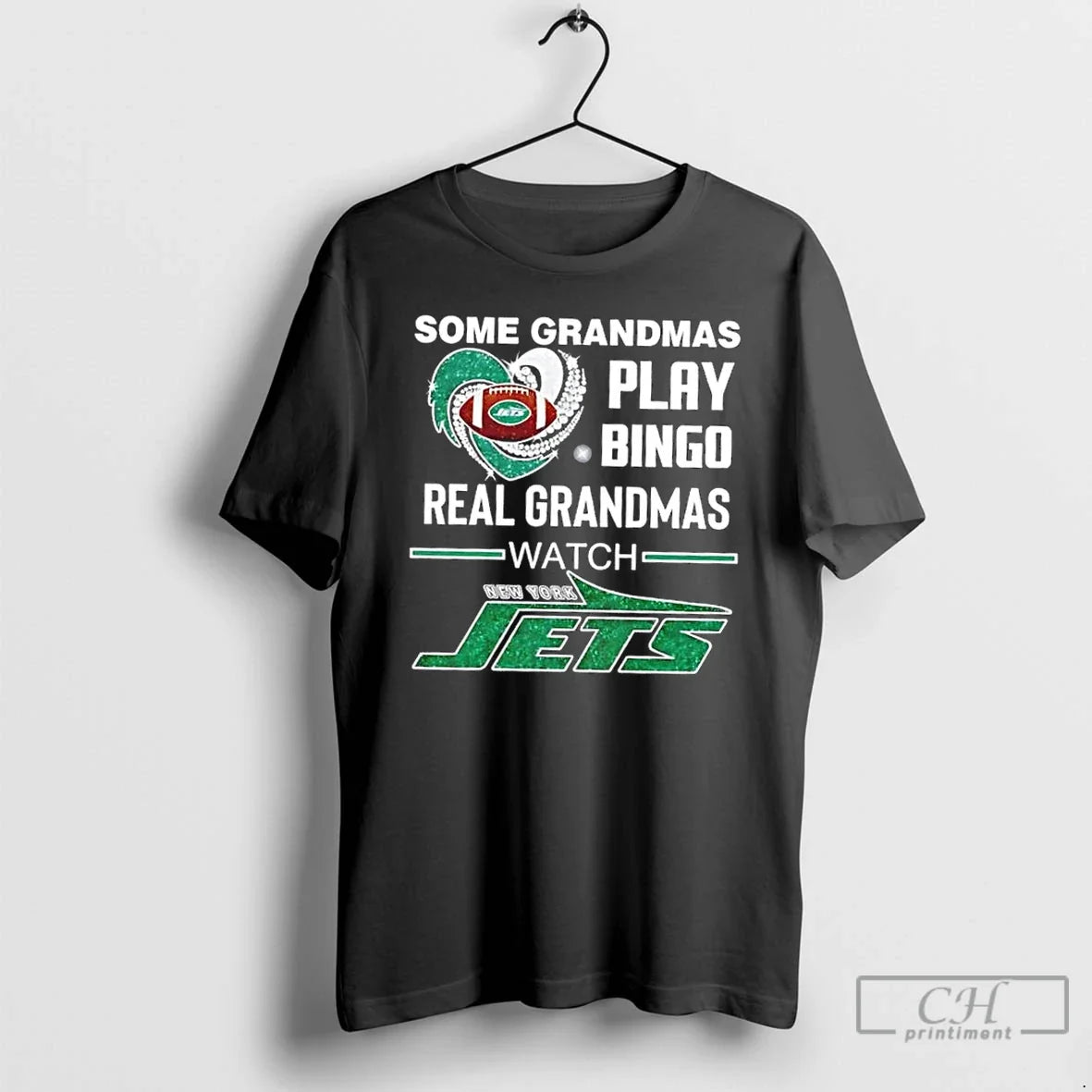 Classic Some Grandmas Play Bingo Real Grandmas Watch New York Jets Football Diamond Heart T-Shirts, Hoodie, Sweatshirt - T-Shirt, Sweatshirt, Hoodie