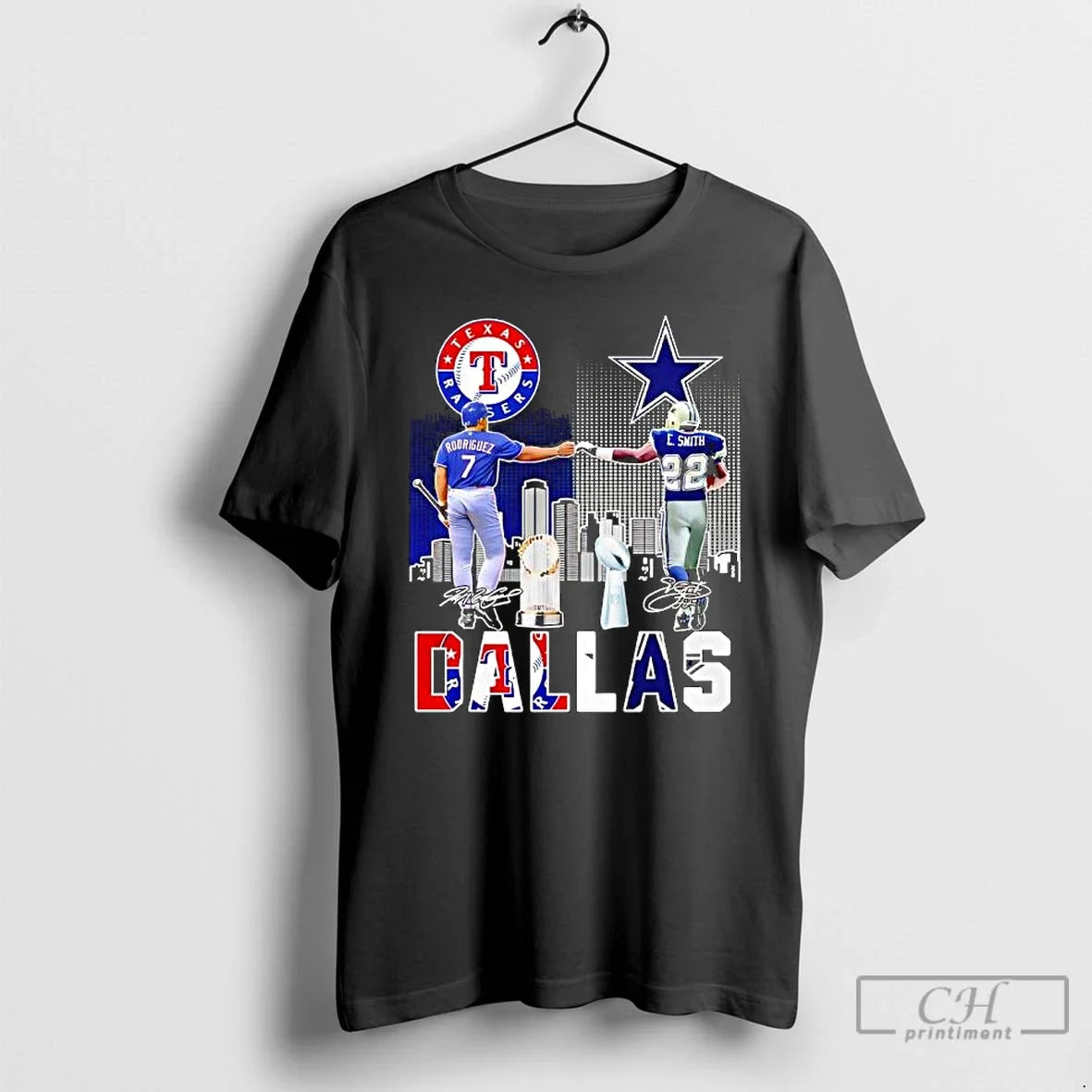 Classic Texas Rangers Ivan Pudge Rodriguez Dallas Cowboys Emmitt Smith Signatures Features T-Shirts, Hoodie, Sweatshirt - T-Shirt, Sweatshirt, Hoodie