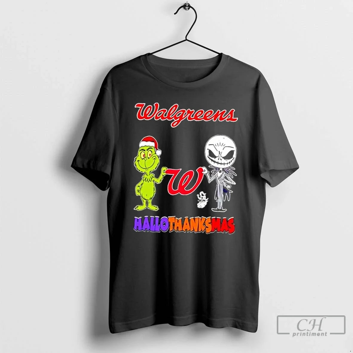 Classic Walgreens X Grinch Jack Skellington Friends Fist Bump Happy Hallothanksmas T-Shirts, Hoodie, Sweatshirt - T-Shirt, Sweatshirt, Hoodie