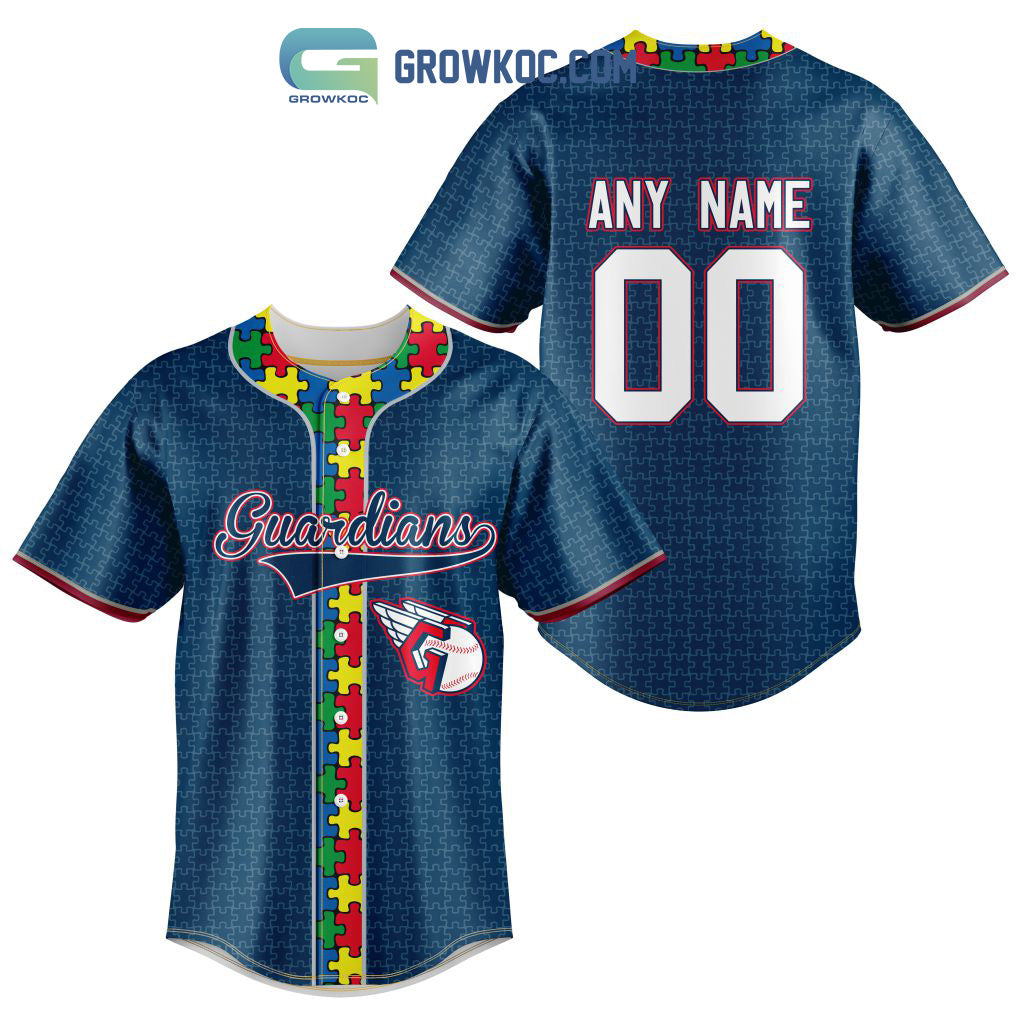 Cleveland Guardians MLB Fearless Against Autism Personalized Baseball Jersey Unisex T-shirt, Sweatshirt, Hoodie, Long Sleeve Tee - T-Shirt, Sweatshirt, Hoodie