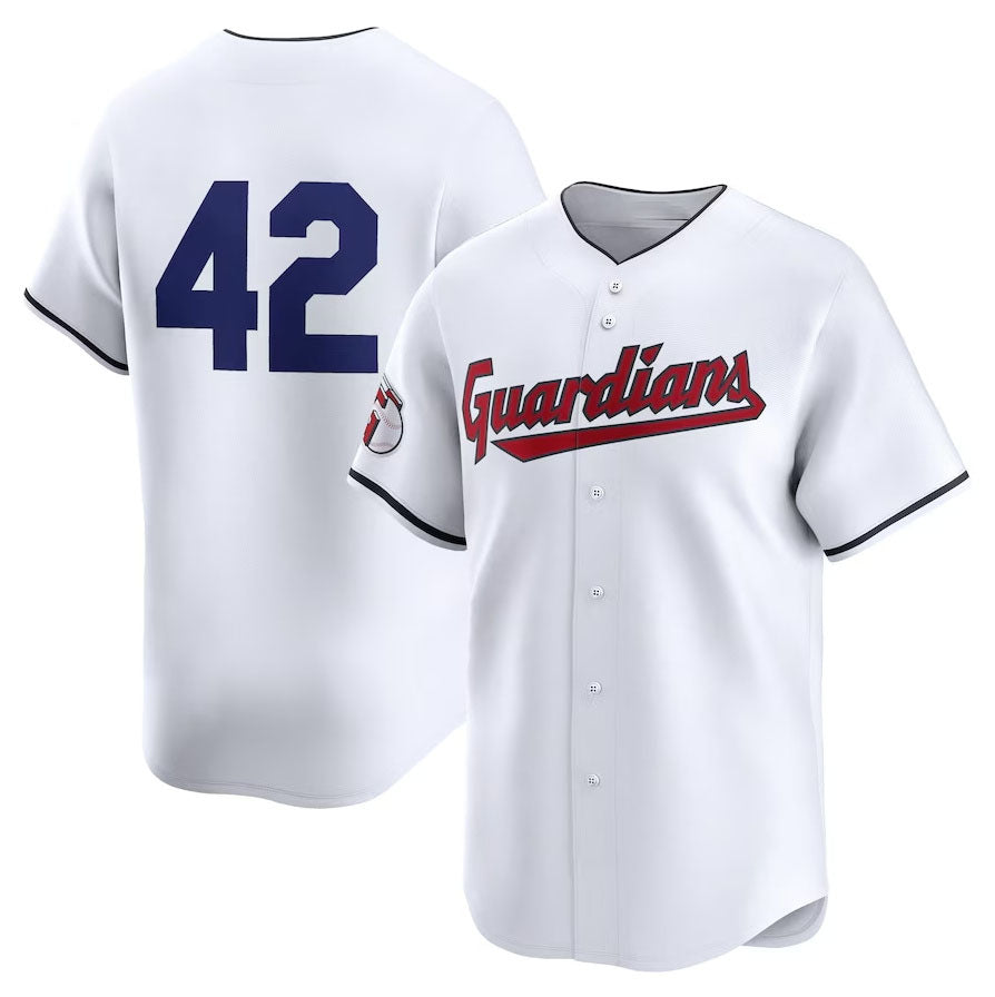 Cleveland Guardians 2024 #42 Jackie Robinson Day Home Limited Jersey ¨C White Stitches Baseball Jerseys baseball jersey product view 1