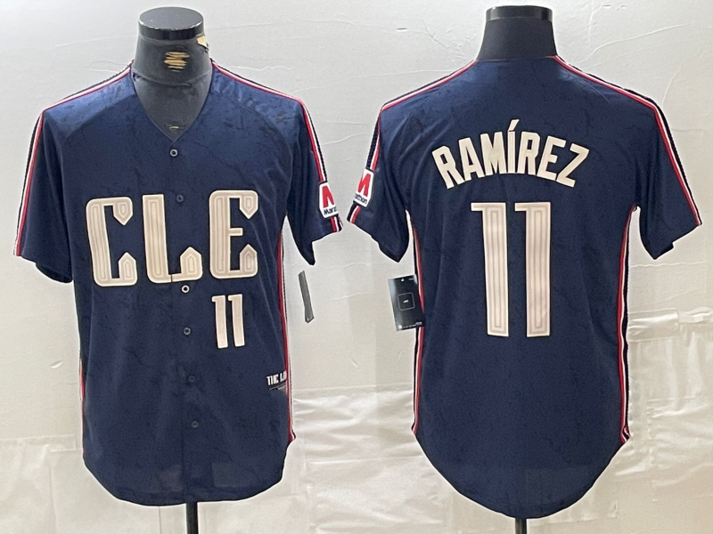 Cleveland Guardians #11 Jose Ramirez Number Navy 2024 City Connect Limited Stitched Baseball Jerseys baseball jersey product view 1