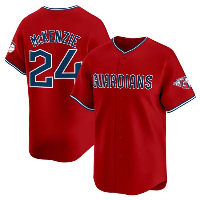 Cleveland Guardians #24 Triston McKenzie Red Alternate Limited Stitched Baseball Jersey baseball jersey product view 1