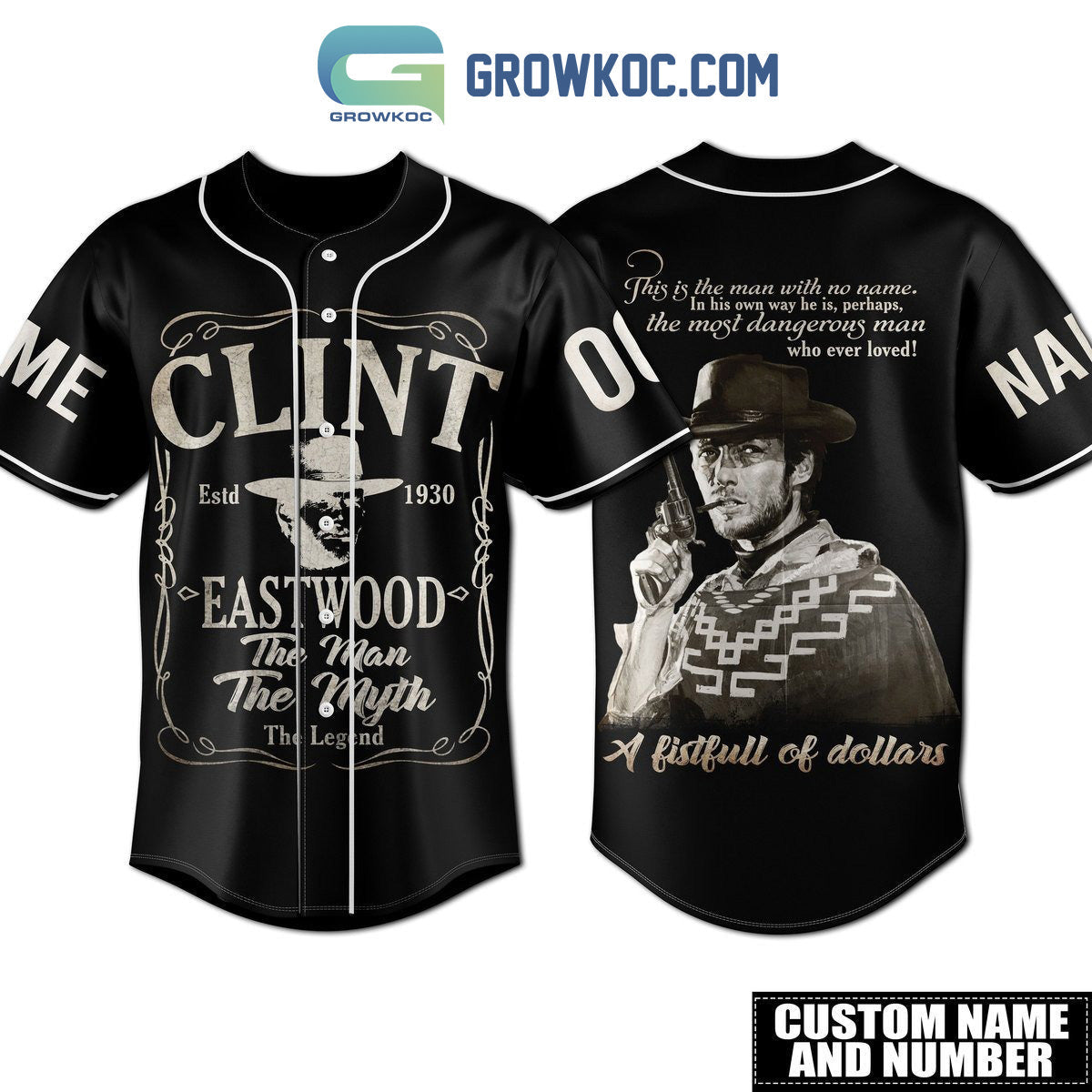 Clint Eastwood The Man The Myth The Legend Personalized Baseball Jersey Unisex T-shirt, Sweatshirt, Hoodie, Long Sleeve Tee - T-Shirt, Sweatshirt, Hoodie