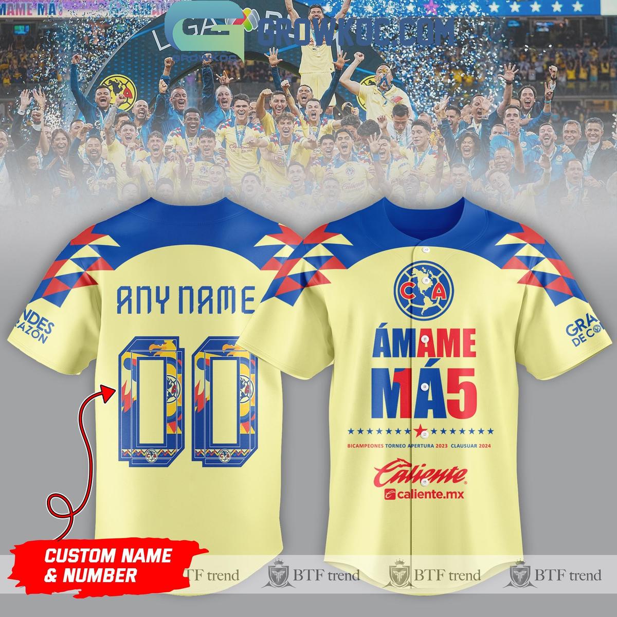 Club America Bicampeones Amame 15 Champions 2024 Personalized Baseball Jersey Unisex T-shirt, Sweatshirt, Hoodie, Long Sleeve Tee - T-Shirt, Sweatshirt, Hoodie