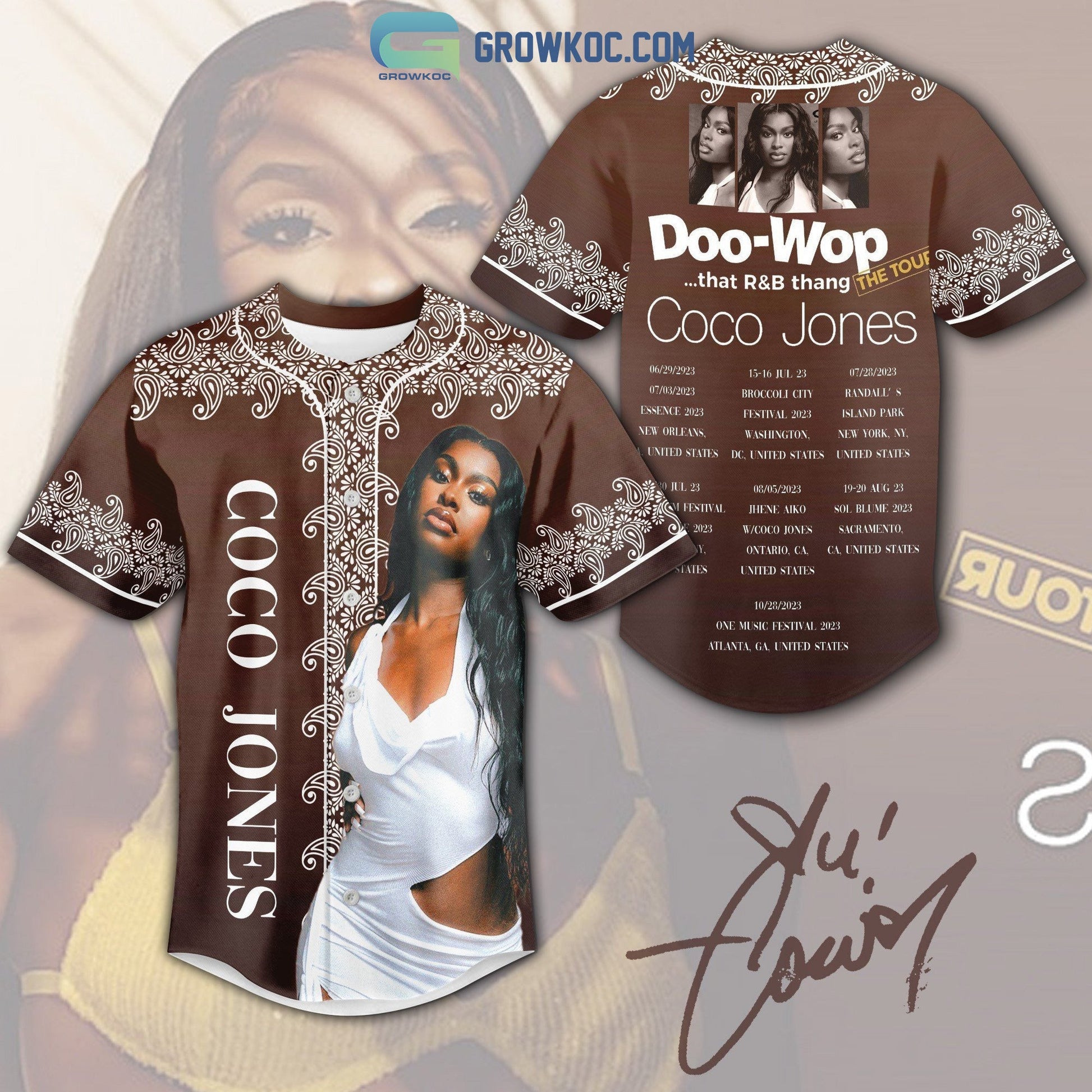 Coco Jones Doo Wop That R&B Thang The Tour Personalized Baseball Jersey Unisex T-shirt, Sweatshirt, Hoodie, Long Sleeve Tee - T-Shirt, Sweatshirt, Hoodie