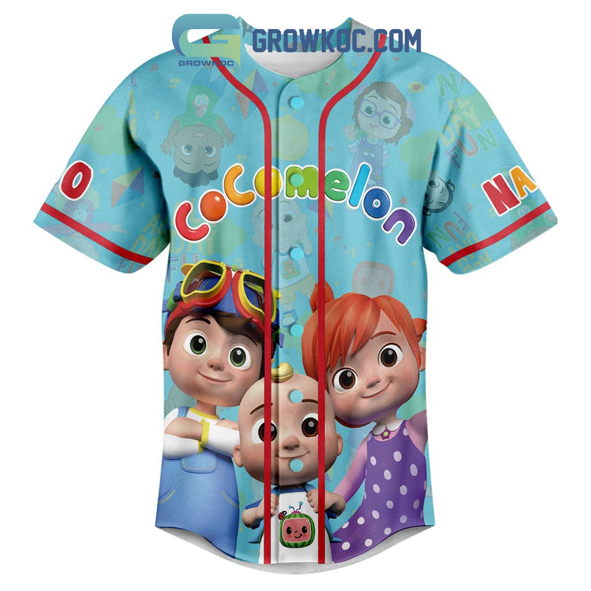 Cocomelon Cartoon Lets Have Fun Personalized Baseball Jersey Unisex T-shirt, Sweatshirt, Hoodie, Long Sleeve Tee - T-Shirt, Sweatshirt, Hoodie