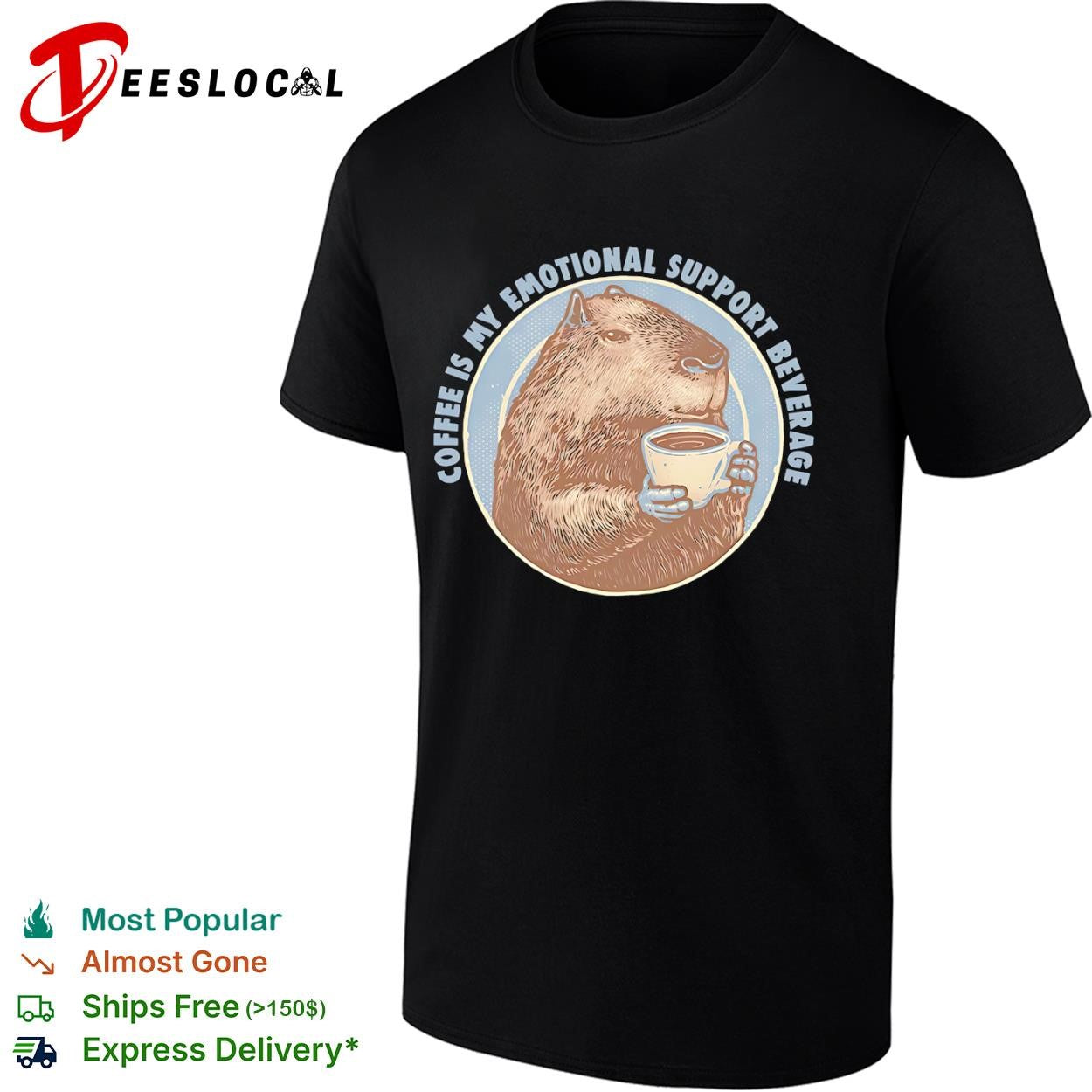 Coffee is my emotional support beverage shirt Unisex T-shirt, Sweatshirt, Hoodie, Long Sleeve Tee - T-Shirt, Sweatshirt, Hoodie
