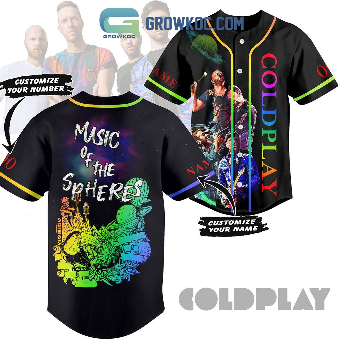 Cold Play Music Of The Spheres Personalized Baseball Jersey Unisex T-shirt, Sweatshirt, Hoodie, Long Sleeve Tee - T-Shirt, Sweatshirt, Hoodie