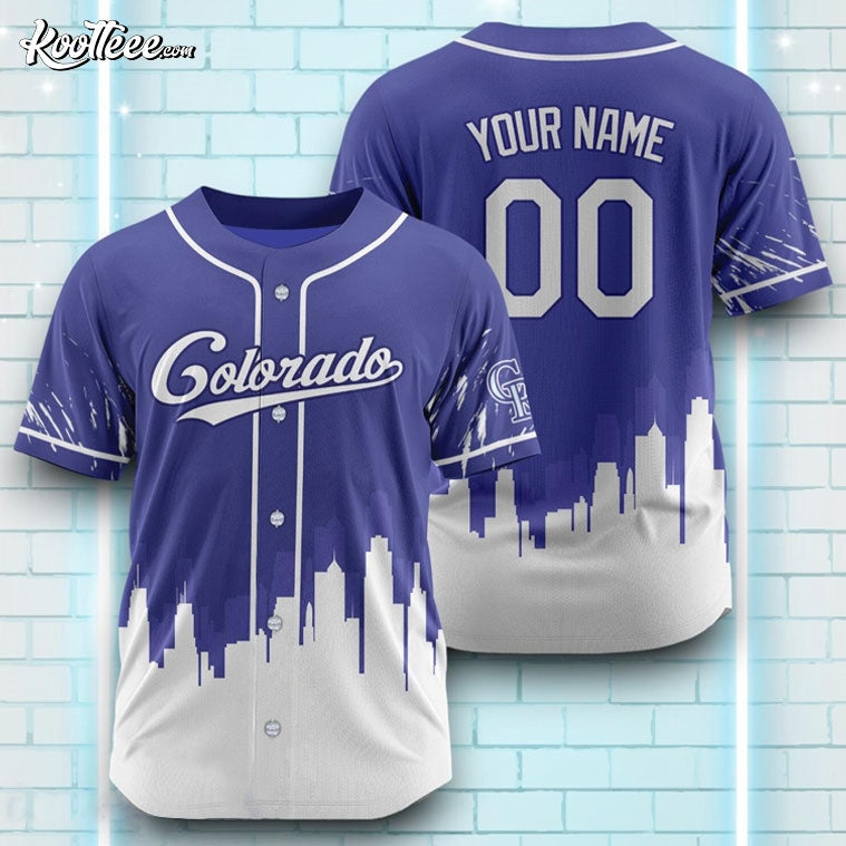 Colorado Rockies Blue White Pattern Custom Name Baseball Jersey Unisex T-shirt, Sweatshirt, Hoodie, Long Sleeve Tee - T-Shirt, Sweatshirt, Hoodie